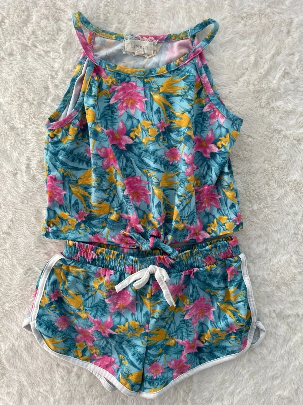 SALE! Btween Kids Tropical Floral Tank & Shorts Set  Size L 10/12